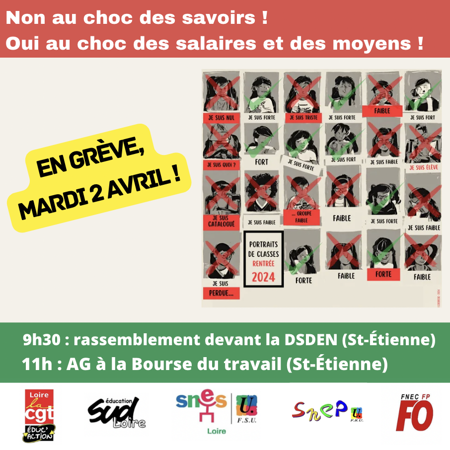 Dans la Loire, en grève le 2 avril !