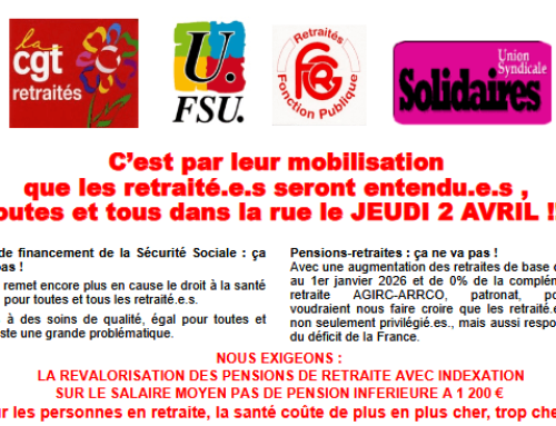 Mobilisation des retraité·e·s jeudi 2 avril !